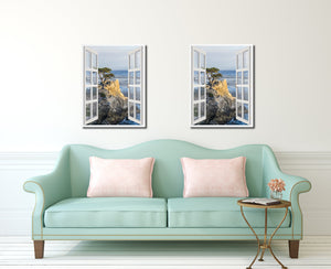 Monterey Beach View Picture French Window Canvas Print with Frame Gifts Home Decor Wall Art Collection