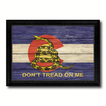 Load image into Gallery viewer, Gadsden Don&#39;t Tread On Me Colorado State Military Flag Texture Canvas Print with Black Picture Frame Gift Ideas Home Decor Wall Art
