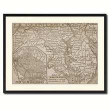 Load image into Gallery viewer, Maryland Vintage Sepia Map Canvas Print, Picture Frame Gifts Home Decor Wall Art Decoration
