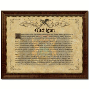 Michigan Vintage History Flag Canvas Print, Picture Frame Gift Ideas Home Décor Wall Art Decoration