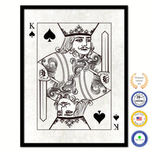 Load image into Gallery viewer, King Spades Poker Decks of Vintage Cards Print on Canvas Black Custom Framed
