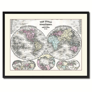 World Vintage Antique Map Wall Art Home Decor Gift Ideas Canvas Print Custom Picture Frame