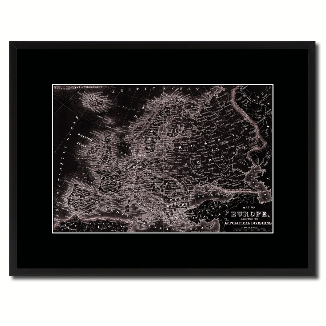 Europe Vintage Vivid Sepia Map Canvas Print, Picture Frames Home Decor Wall Art Decoration Gifts