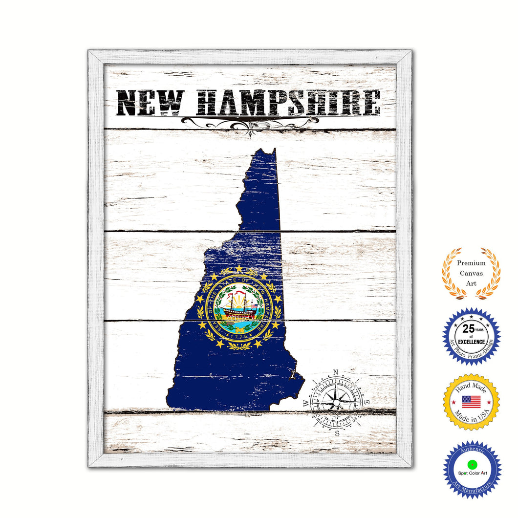 New Hampshire Flag Gifts Home Decor Wall Art Canvas Print with Custom Picture Frame