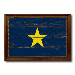 Burnet's 1st Texas Republic 1836-1839 Military Flag Vintage Canvas Print with Brown Picture Frame Gifts Ideas Home Decor Wall Art Decoration