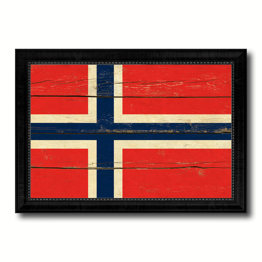 Norway Country Flag Vintage Canvas Print with Black Picture Frame Home Decor Gifts Wall Art Decoration Artwork