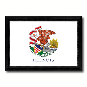 Illinois State Flag Canvas Print with Custom Black Picture Frame Home Decor Wall Art Decoration Gifts