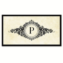 Load image into Gallery viewer, Alphabet Letter P White Canvas Print, Black Custom Frame
