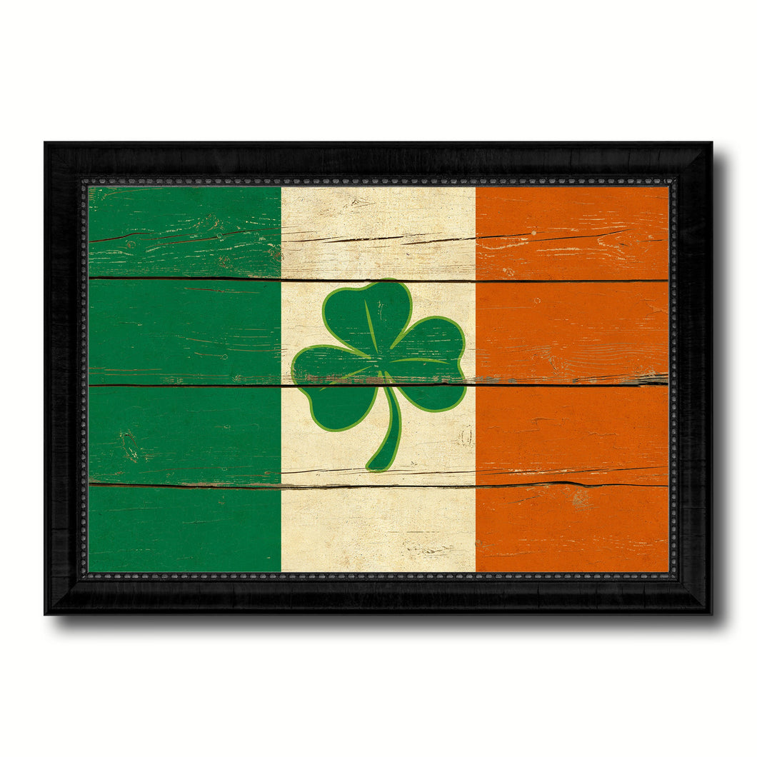 Ireland Saint Patrick Flag Vintage Canvas Print with Black Picture Frame Home Decor Wall Art Decoration Gift Ideas