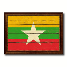 Load image into Gallery viewer, Myanmar Country Flag Vintage Canvas Print with Brown Picture Frame Home Decor Gifts Wall Art Decoration Artwork
