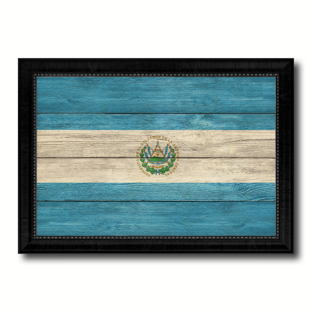 El Salvador Country Flag Texture Canvas Print with Black Picture Frame Home Decor Wall Art Decoration Collection Gift Ideas