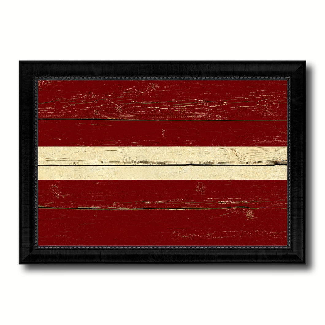 Latvia Country Flag Vintage Canvas Print with Black Picture Frame Home Decor Gifts Wall Art Decoration Artwork