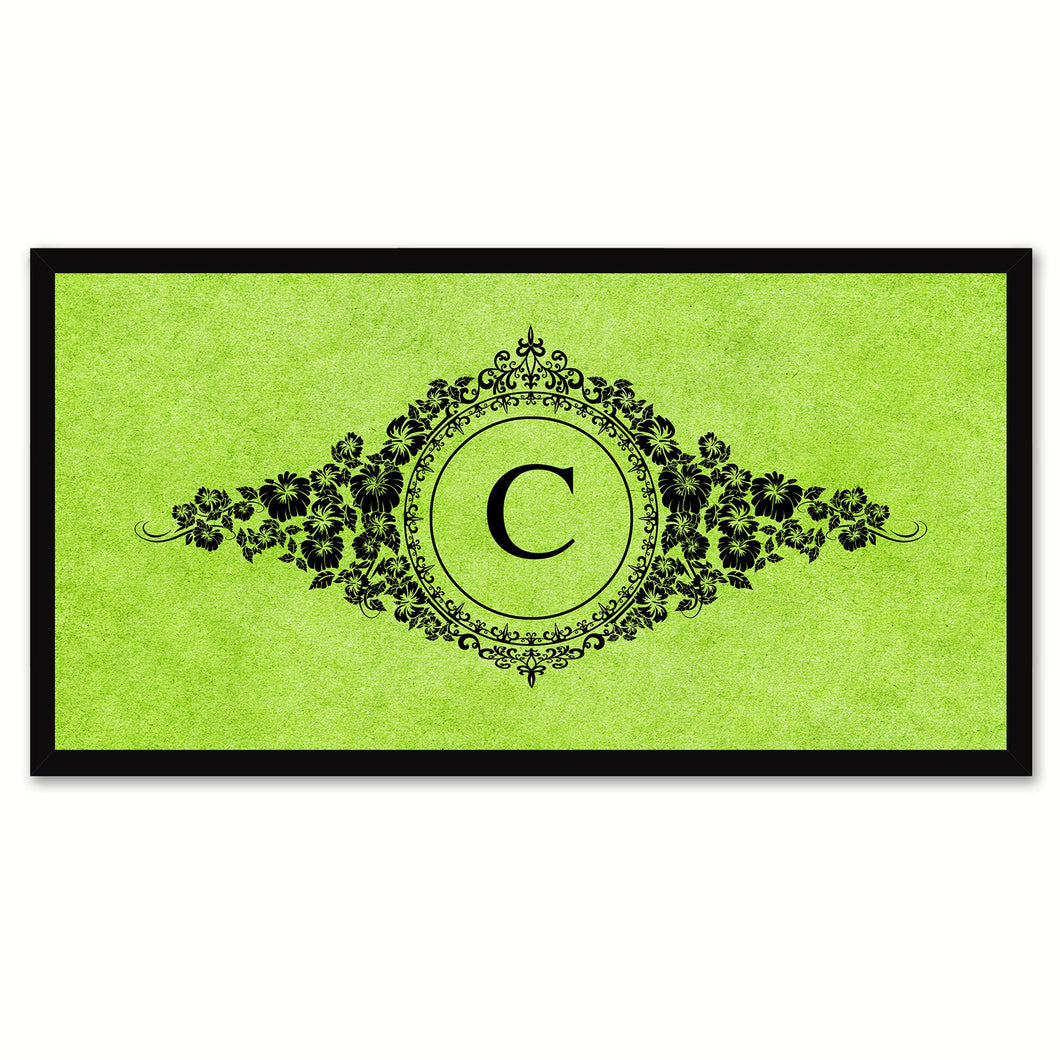 Alphabet Letter C Green Canvas Print, Black Custom Frame