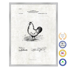 Load image into Gallery viewer, 1903 Farming Eye Protector for Chickens Antique Patent Artwork Silver Framed Canvas Print Home Office Decor Great for Farmer Milk Lover Cattle Rancher
