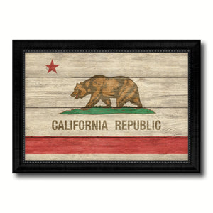 California State Flag Texture Canvas Print with Black Picture Frame Home Decor Man Cave Wall Art Collectible Decoration Artwork Gifts