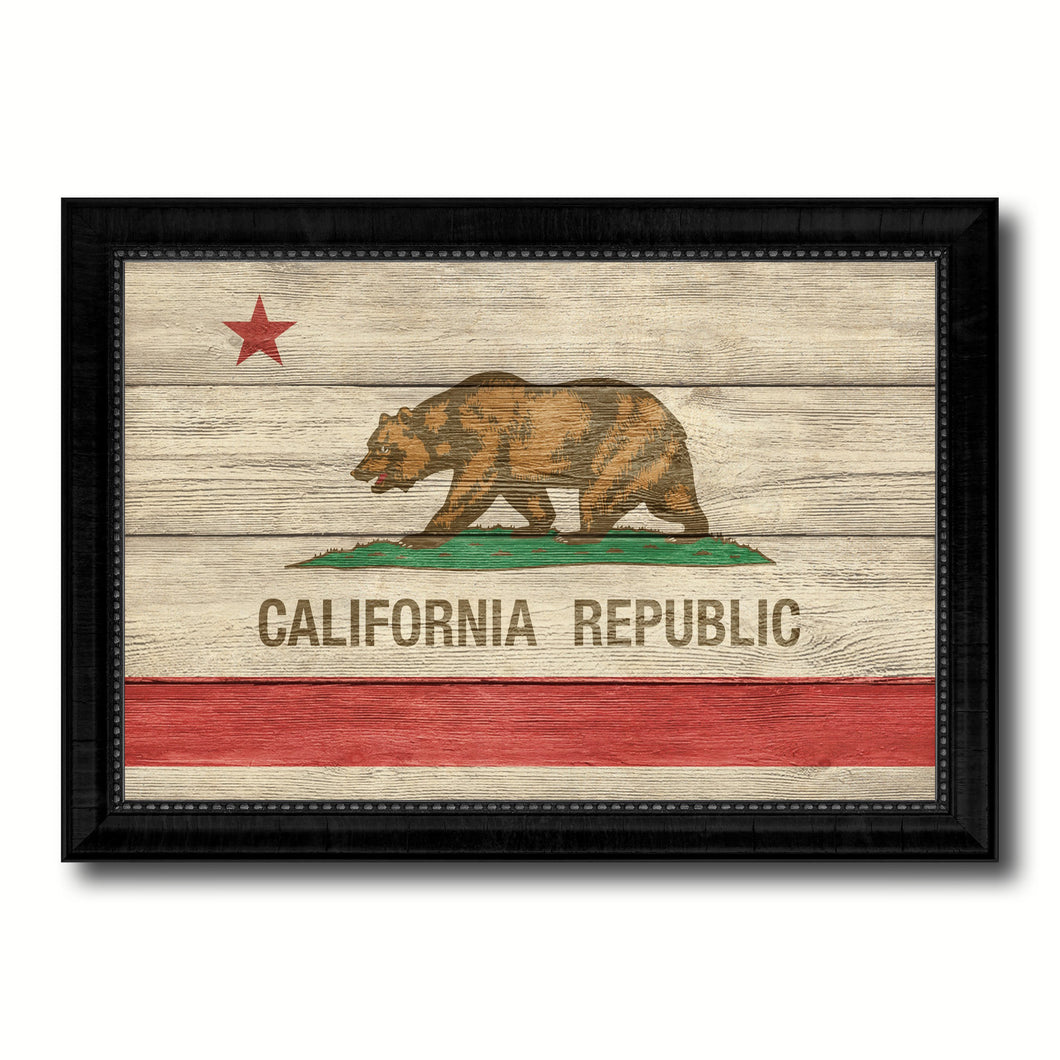 California State Flag Texture Canvas Print with Black Picture Frame Home Decor Man Cave Wall Art Collectible Decoration Artwork Gifts