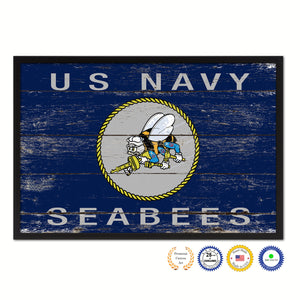 Custom for Clenox - Seabees Military Flag Canvas Print Black Frame