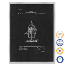 Load image into Gallery viewer, 1896 Coffee Maker Machine Antique Patent Artwork Silver Framed Canvas Home Office Decor Great for Coffee Spice Lover Cafe Shop
