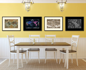 World Vintage Antique Map Wall Art Home Decor Gift Ideas Canvas Print Custom Picture Frame