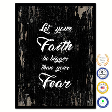 Load image into Gallery viewer, Let your Faith be bigger than your fear Bible Verse Scripture Quote Black Canvas Print with Picture Frame
