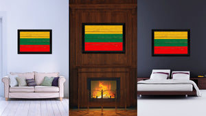 Lithuania Country Flag Vintage Canvas Print with Black Picture Frame Home Decor Gifts Wall Art Decoration Artwork