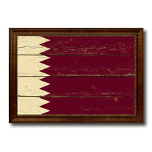 Load image into Gallery viewer, Qatar Country Flag Vintage Canvas Print with Brown Picture Frame Home Decor Gifts Wall Art Decoration Artwork
