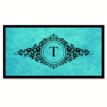 Load image into Gallery viewer, Alphabet Letter T Auqa Canvas Print, Black Custom Frame
