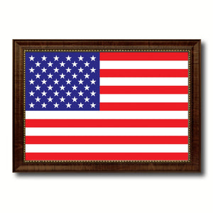 American Flag United States of America Canvas Print with Brown Picture Frame Home Decor Gifts Wall Art Decoration Gift Ideas