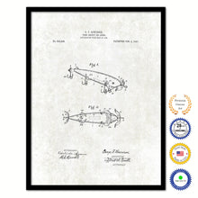 Load image into Gallery viewer, 1907 Fishing Lure Vintage Patent Artwork Black Framed Canvas Print Home Office Decor Great for Fisherman Cabin Lake House
