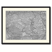 Load image into Gallery viewer, Maryland Vintage B&amp;W Map Canvas Print, Picture Frame Home Decor Wall Art Gift Ideas
