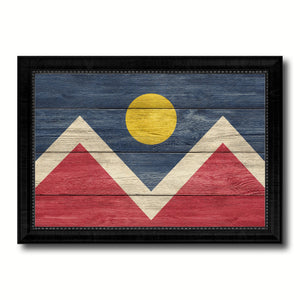 Denver City Colorado State Texture Flag Canvas Print Black Picture Frame