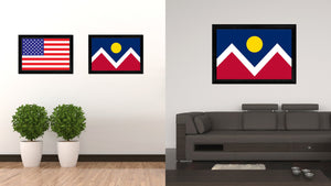 Denver City Colorado State Flag Canvas Print Black Picture Frame