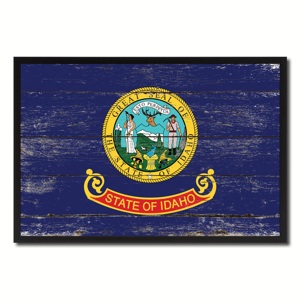 Idaho State Flag Vintage Canvas Print with Black Picture Frame Home DecorWall Art Collectible Decoration Artwork Gifts