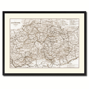 Central Germany Vintage Sepia Map Canvas Print, Picture Frame Gifts Home Decor Wall Art Decoration