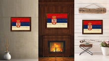 Load image into Gallery viewer, Serbia Country Flag Vintage Canvas Print with Brown Picture Frame Home Decor Gifts Wall Art Decoration Artwork
