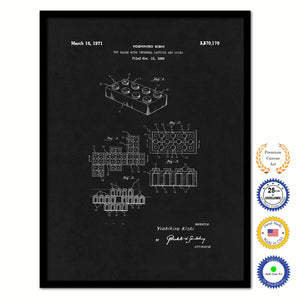 1971 Legos Block Old Patent Art Print on Canvas Custom Framed Vintage Home Decor Wall Decoration Great for Gifts