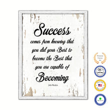 Load image into Gallery viewer, Success Comes From Knowing That You Did Your Best Vintage Saying Gifts Home Decor Wall Art Canvas Print with Custom Picture Frame
