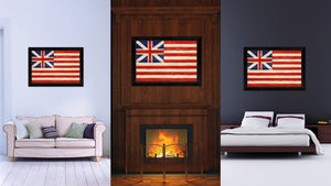 Grand Union Military Flag Texture Canvas Print with Black Picture Frame Gift Ideas Home Decor Wall Art