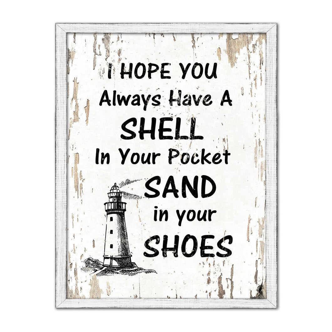 I Hope You Always Have A Shell Vintage Saying Gifts Home Decor Wall Art Canvas Print with Custom Picture Frame