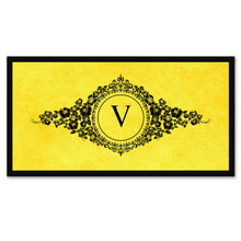 Load image into Gallery viewer, Alphabet Letter V Yellow Canvas Print, Black Custom Frame
