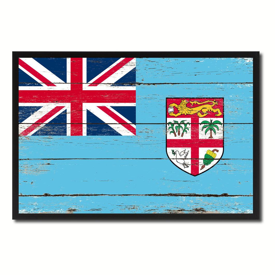 Fiji Country National Flag Vintage Canvas Print with Picture Frame Home Decor Wall Art Collection Gift Ideas