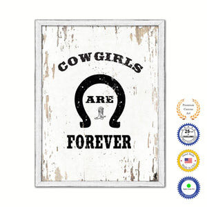 Cowgirls Are Forever Vintage Saying Gifts Home Decor Wall Art Canvas Print with Custom Picture Frame