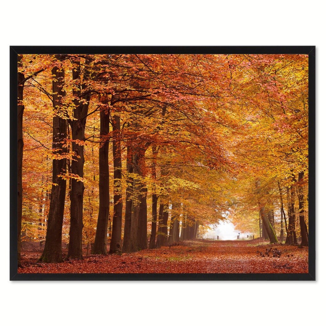 Autumn Road Yellow Landscape Photo Canvas Print Pictures Frames Home Décor Wall Art Gifts