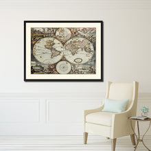 Load image into Gallery viewer, World Hemispheres Vintage Antique Map Wall Art Home Decor Gift Ideas Canvas Print Custom Picture Frame
