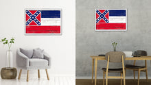 Load image into Gallery viewer, Mississippi State Flag Shabby Chic Gifts Home Decor Wall Art Canvas Print, White Wash Wood Frame
