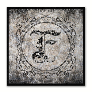 Alphabet F Black Canvas Print Black Frame Kids Bedroom Wall Décor Home Art