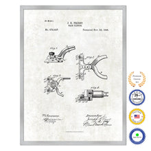 Load image into Gallery viewer, 1896 Barber Hair Clipper Antique Patent Artwork Silver Framed Canvas Print Home Office Decor Great Gift for Barber Salon Hair Stylist
