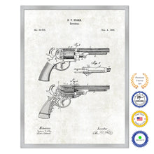 Load image into Gallery viewer, 1860 Gun Revolver Old Patent Art Print on Canvas Custom Framed Vintage Home Decor Wall Decoration Great for Gifts
