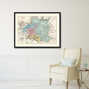 Poland Prussia Germany Vintage Antique Map Wall Art Home Decor Gift Ideas Canvas Print Custom Picture Frame