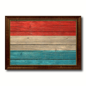 Luxembourg Country Flag Texture Canvas Print with Brown Custom Picture Frame Home Decor Gift Ideas Wall Art Decoration